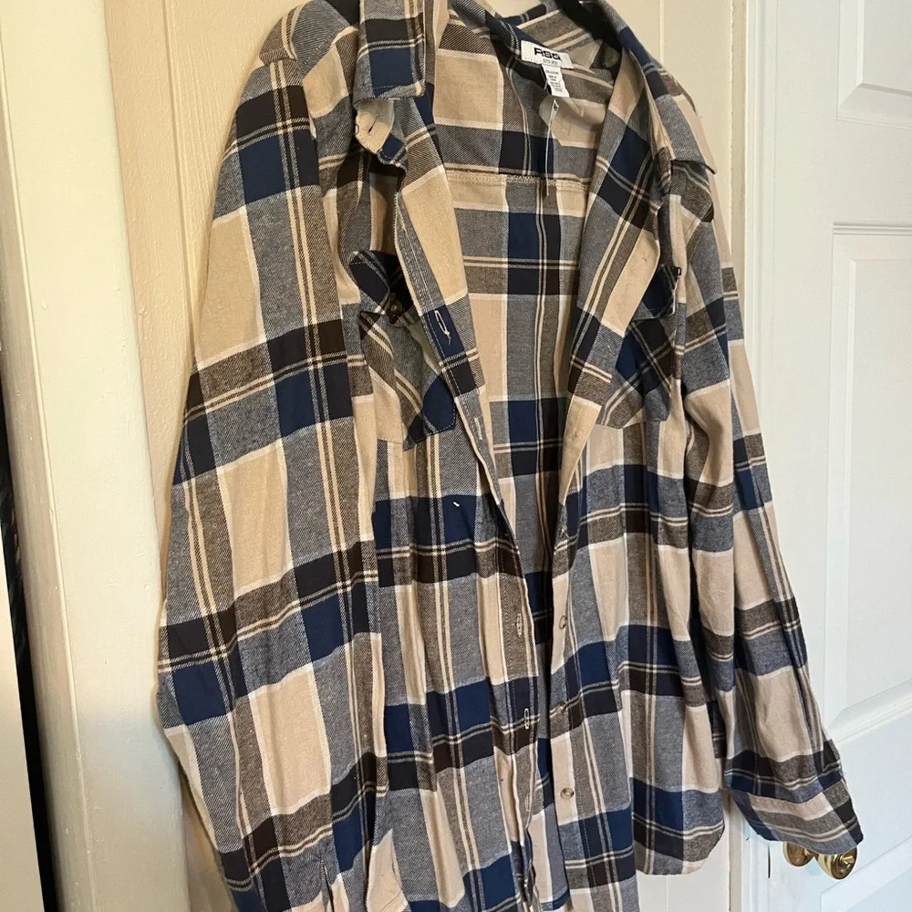 RSQ Blue and Tan Plaid Shirt - Picture 5 of 5